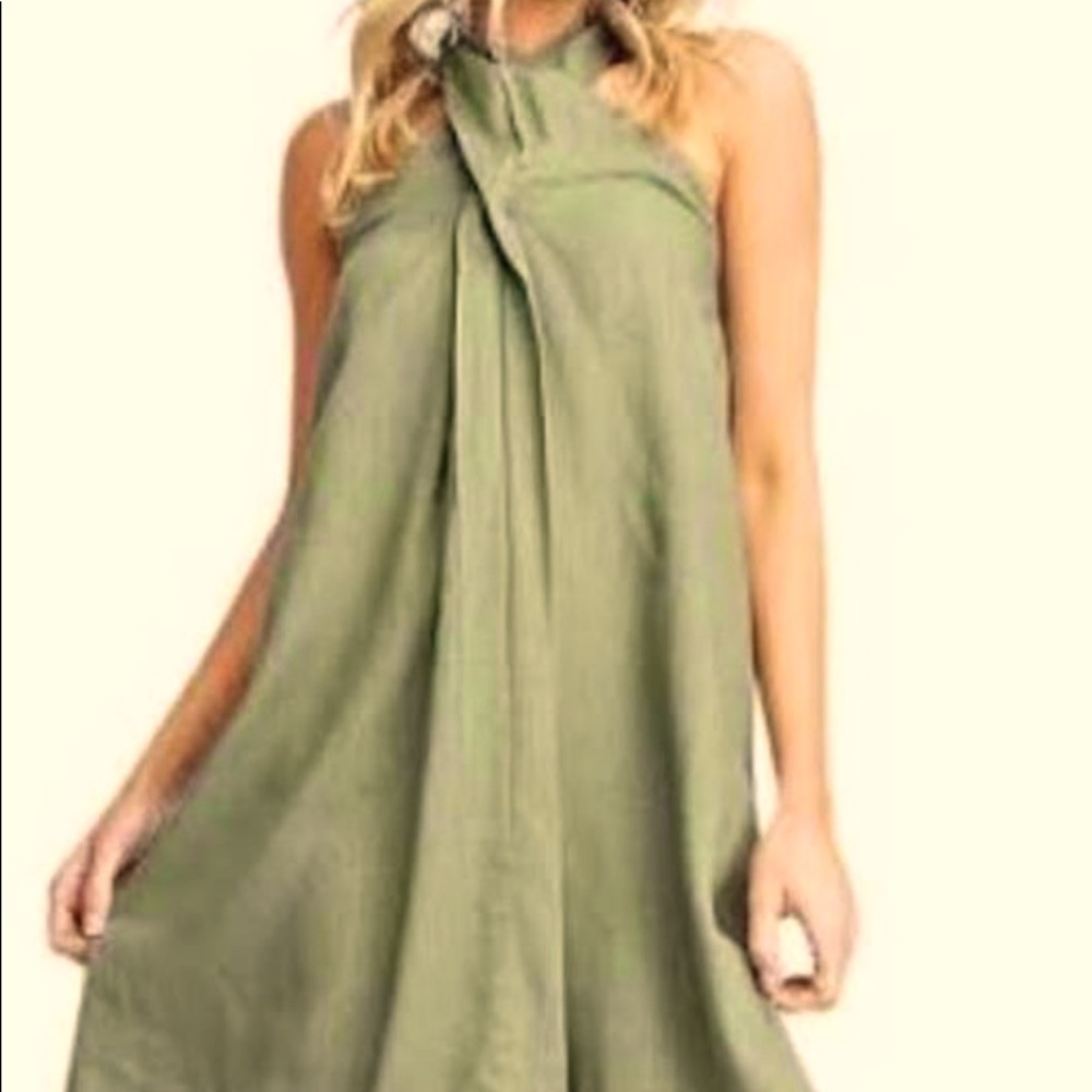 COPY - NWT; Halter Fringe Hemmed Dress, M, Linen/Cotton